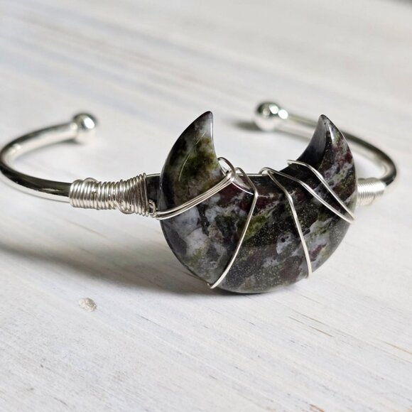 Dragon’s Blood Moon Crystal Wire Wrap Cuff 925 Sterling Silver – Adjustable NWT - Picture 7 of 8